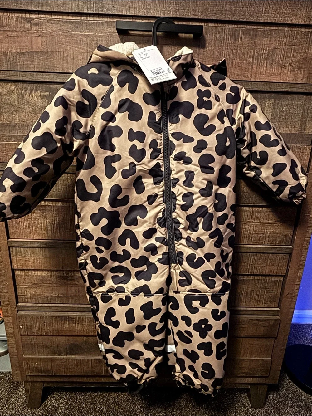 H&M Leopard Print Hooded Sleep Sack - Tan & Black